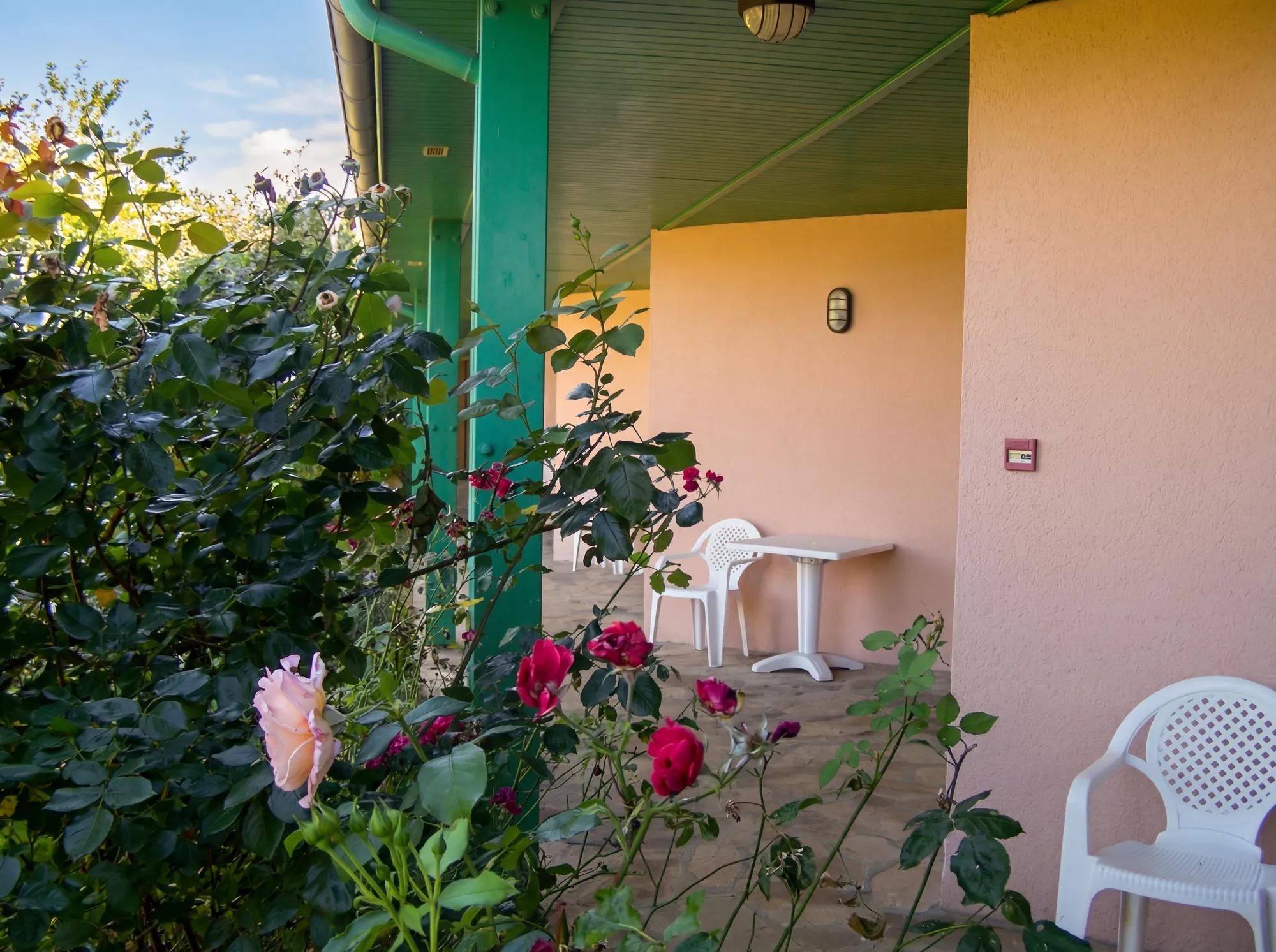 Terrasse privative donnant sur le parc arboré